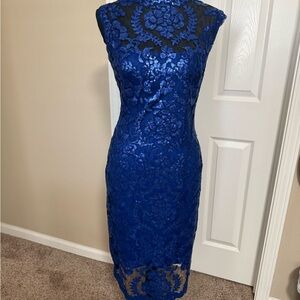 Tadashi Shoji Royal Blue Lace Midi Dress